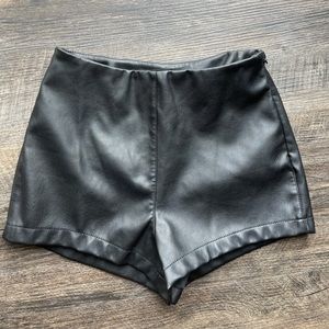 High Waisted Leather Shorts